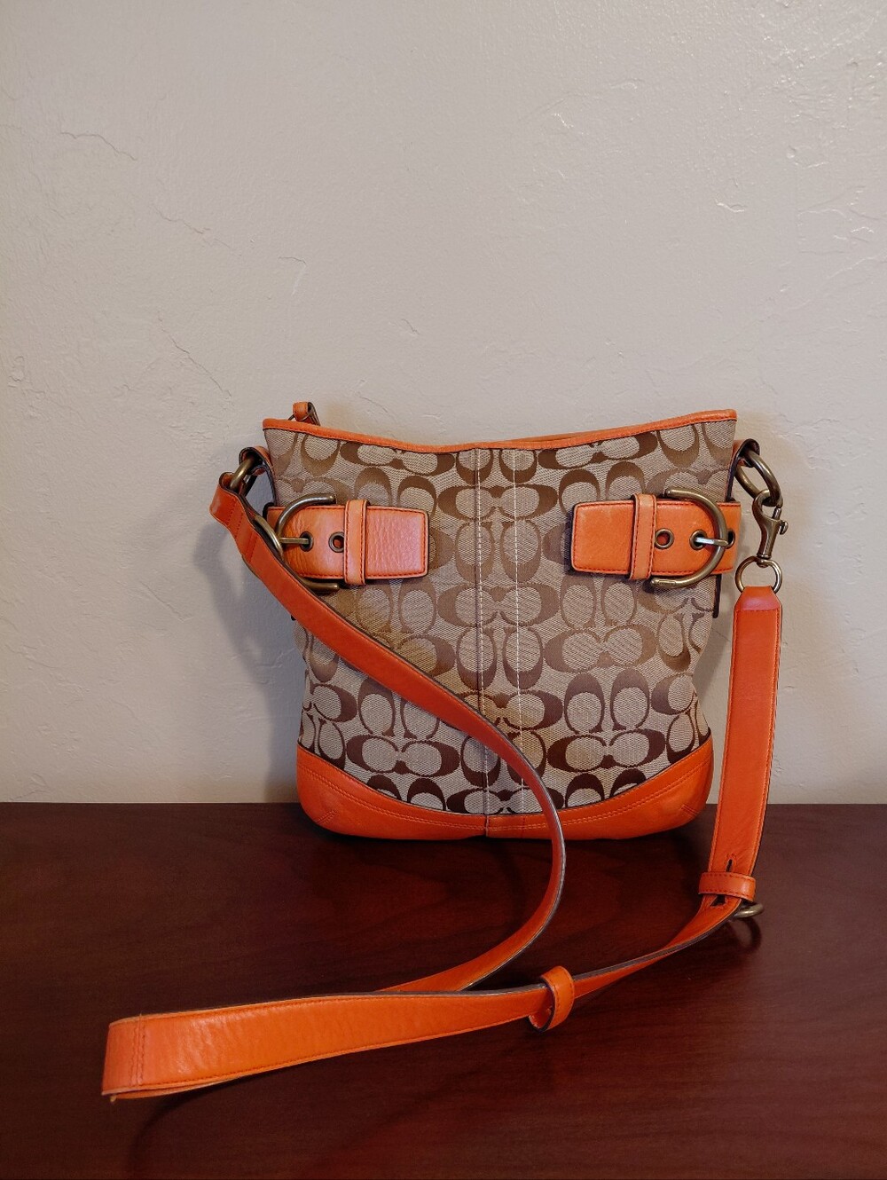Coach Vintage Soho Signature Canvas Buckle Duffle Bag (Style No. 3574) Orange